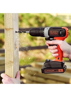 BLACK+DECKER 18V 1.5Ah Li Ion Cordless Electric Compact Drill Driver With 2 Batteries Inch Kitbox For Wood Drilling And Screwdriving Fastening Orange Black Bcd001C2K Gb  - Image 4