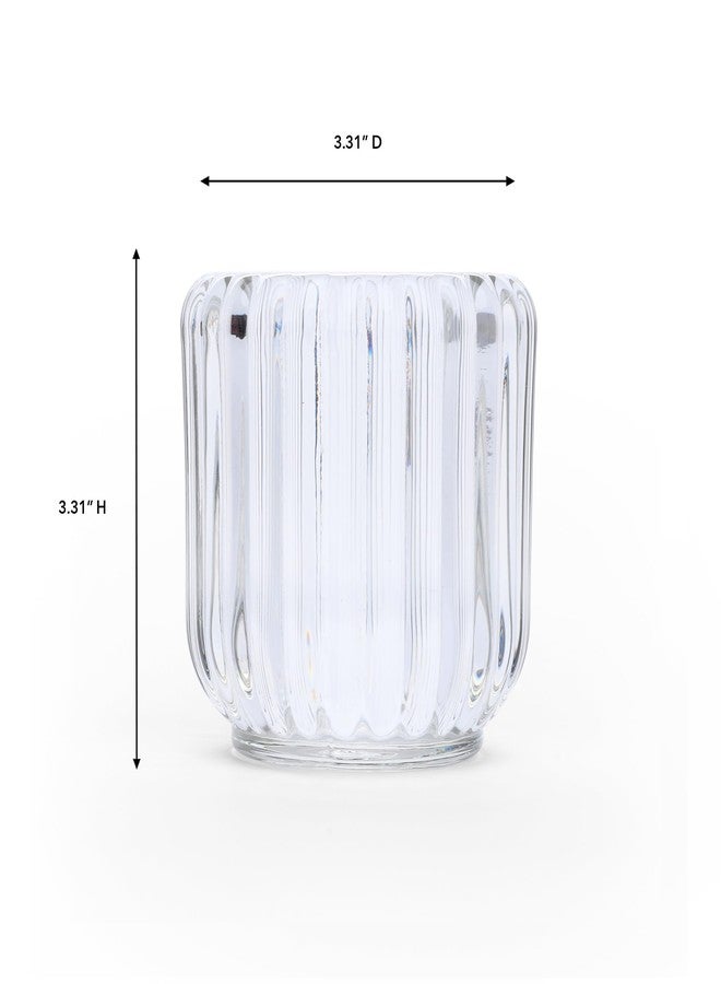 IMPULSE! Clara Votive Candle Holder Set of 3 - Clear Round Ribbed Glass | Elegant Centerpieces for Candles, Home Décor, Dinner Parties, Weddings & Room Decorations - 3.31" D x 3.31" H - Image 2