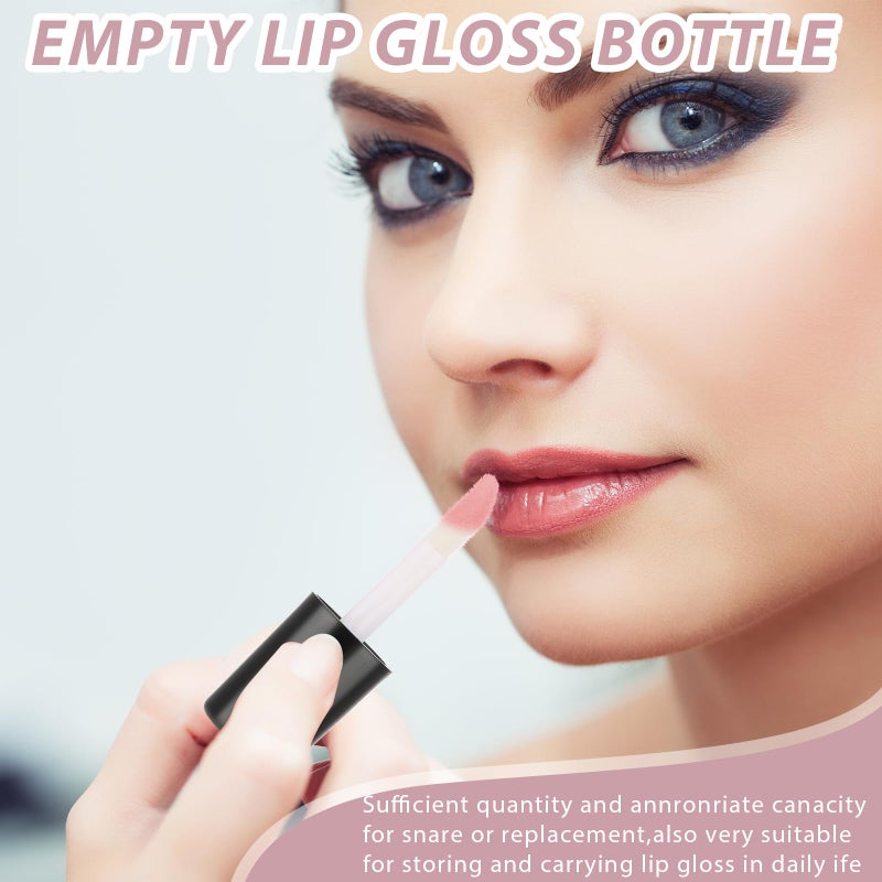Molain 10pcs Empty Lip Gloss Tubes, 1.2ml Mini Refillable Cosmetic Containers Bottles Lip Balm Bottles for Lipstick Samples, Lip Balms(Black tube cap) - Image 5