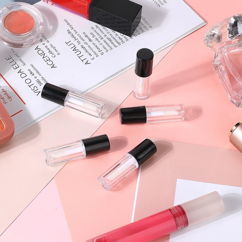 Molain 10pcs Empty Lip Gloss Tubes, 1.2ml Mini Refillable Cosmetic Containers Bottles Lip Balm Bottles for Lipstick Samples, Lip Balms(Black tube cap) - Image 4