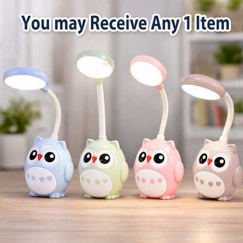 WISHKEY Cartoon Owl Shaped Study Lamp, LED Desk Lamp with Adjustable Brightness Modes, USB Rechargeable with in-Built Battery, 360° Flexible Hose, Table Night Lamp for Kids, Multicolor, (Pack of 1) - Image 2
