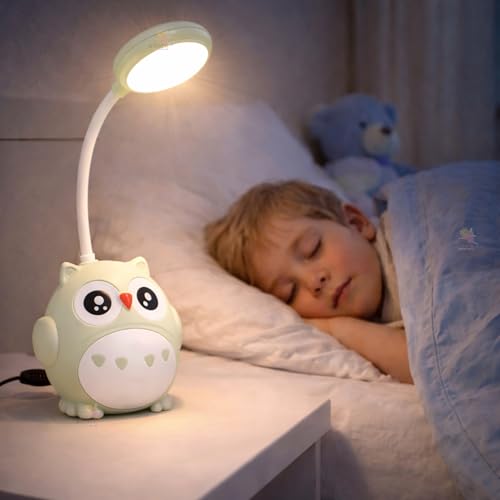 WISHKEY Cartoon Owl Shaped Study Lamp, LED Desk Lamp with Adjustable Brightness Modes, USB Rechargeable with in-Built Battery, 360° Flexible Hose, Table Night Lamp for Kids, Multicolor, (Pack of 1) - Image 4