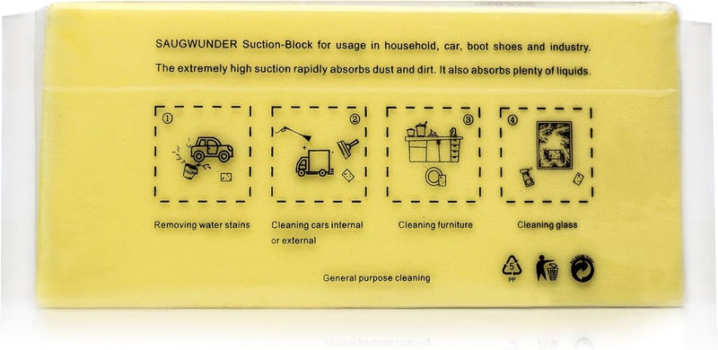 SAUGWUNDER Cleaning Sponge Super Absorbent Water Durable ^~ You Know 17.5×7.5×3.5 cm[6.9 x 3 x 1.38 inches] Use for Household Clean Cars/Boats The dust and Dirt on Furnitures,Bathtubs&etc.(Yellow) - Image 3