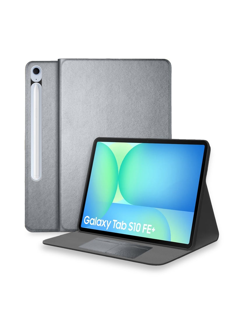 Cat - Cot Samsung Galaxy Tab S10 FE 10.9 5G 2025 (10.9 inches) CAT-COT Series PU Leather with Card Holder Flip Case Cover - Grey  - Image 1