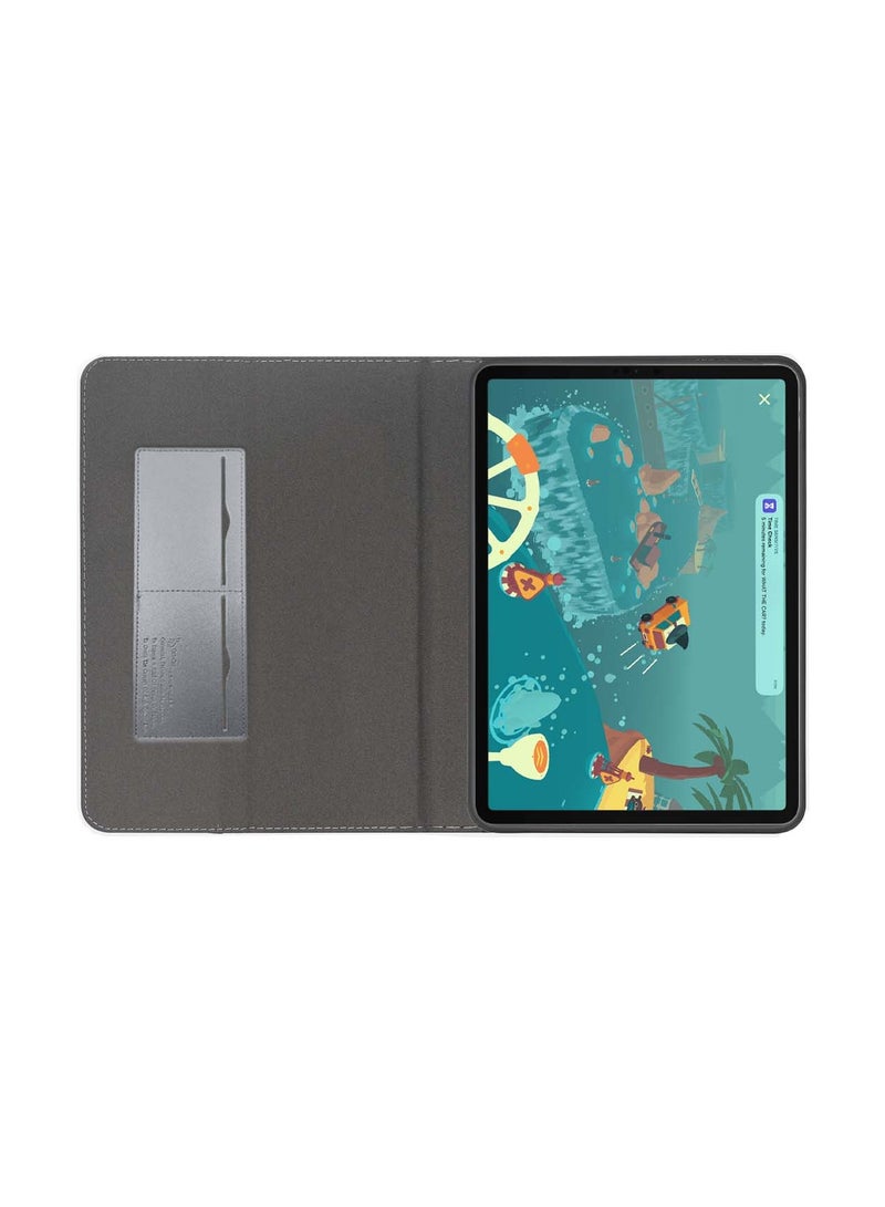 Cat - Cot Samsung Galaxy Tab S10 FE 10.9 5G 2025 (10.9 inches) CAT-COT Series PU Leather with Card Holder Flip Case Cover - Grey  - Image 4