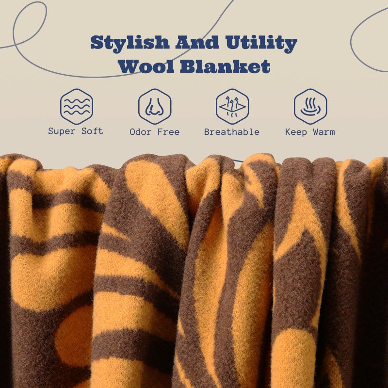 ACUSHLA Merino Wool Blanket - Soft Warm Thick Washable Large Throw Blanket for Camping Bed Couch Outdoor Travel All Weather, Rainforest Brown 79X63 - Image 3