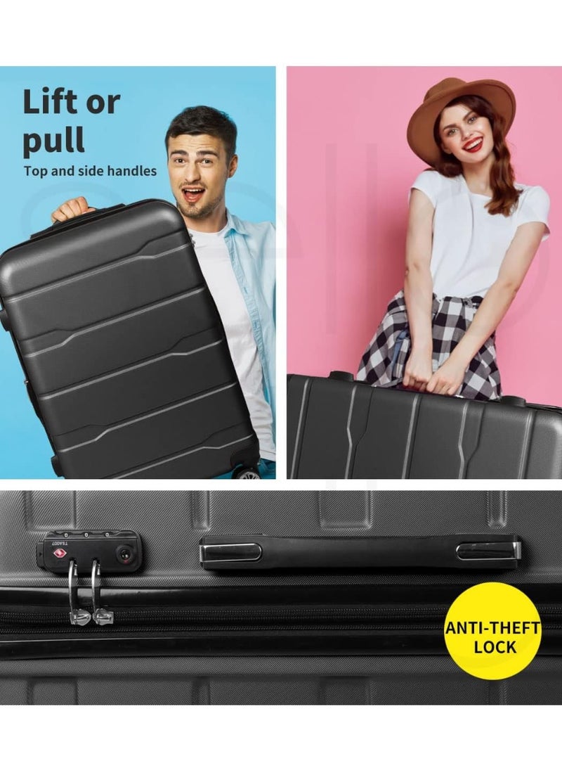 20-Inch Carry-On Hard Shell Luggage – Expandable Spinner Trolley with TSA Lock – Black, Lightweight & Durable  - Image 4