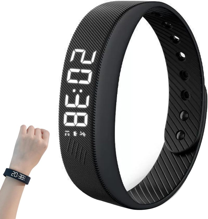 Vibration Alarm Clock: Black Adjustable Wristband, Silent Vibration Wake, Rechargeable Portable Design - One-Step Operation Wearable Alarm for Shared Bedrooms, Travel, Office And Deep Sleepers - Image 1