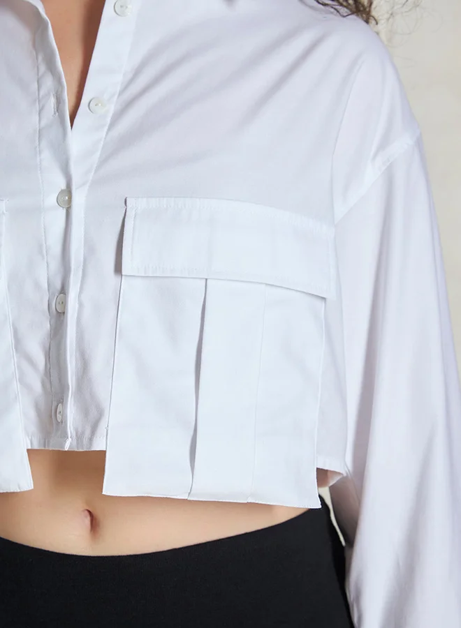 Virgio VIRGIO 100% Cotton Crop Shirt With Cargo Pockets
