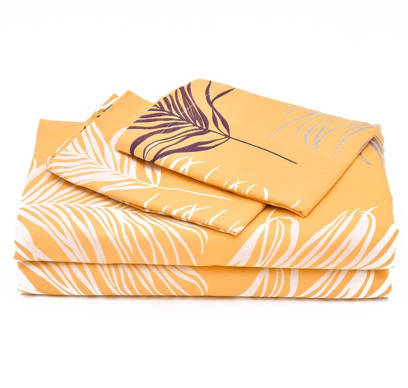 DWORTH DWORTH Premium Cotton 8 Pieces Diwan Cover Set with 1 Single Diwan Bedsheet 2 Bolster Covers and 5 Cushions Cover Yellow  - Image 4