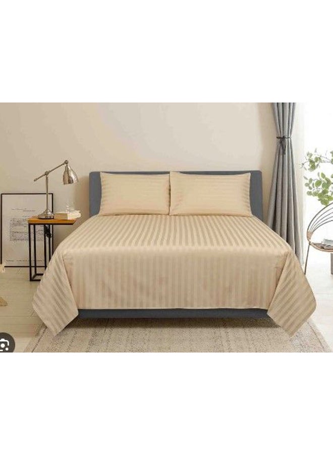 Notte Bianca 4Pc Set Bed Sheet Brawn Strip Duvet 240X260 Extra King Size +2 Pillow Case 50X75 +Fitted Sheet 200X200 Cotton 100% High Quality Set - Image 3