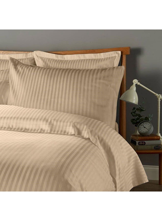 Notte Bianca 4Pc Set Bed Sheet Brawn Strip Duvet 240X260 Extra King Size +2 Pillow Case 50X75 +Fitted Sheet 200X200 Cotton 100% High Quality Set - Image 1