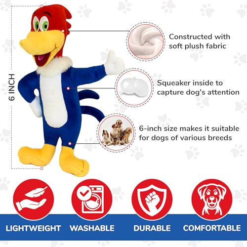 Multipet Woody Woodpecker Bird Dog Toy Small | Funny Bird Dog Toy | Small Woodpecker Dog Squeaker | Multicolor | Officially Licensed (6") - Image 2