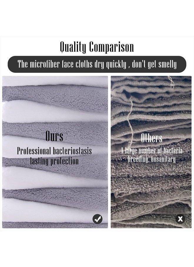 TENSTARS - 12 Pack Premium Washcloths Set - Quick Drying- Soft Microfiber Coral Velvet Highly Absorbent Wash Clothes - Multipurpose Use as Bath, Spa, Facial, Fingertip Towel (Grey and White) - Image 1