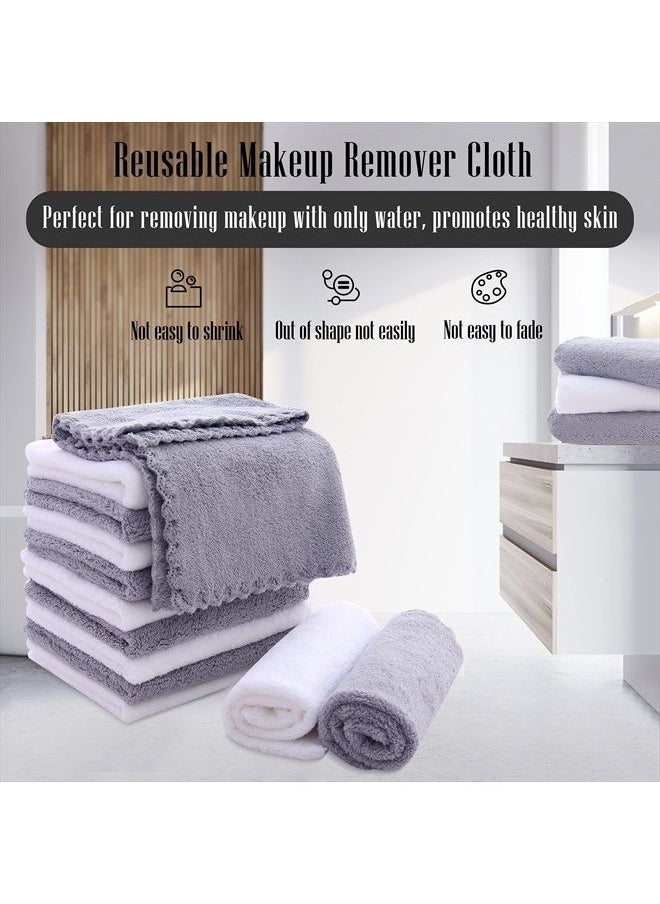 TENSTARS - 12 Pack Premium Washcloths Set - Quick Drying- Soft Microfiber Coral Velvet Highly Absorbent Wash Clothes - Multipurpose Use as Bath, Spa, Facial, Fingertip Towel (Grey and White) - Image 1