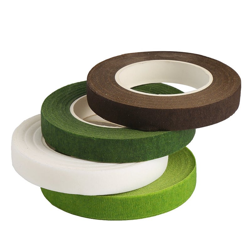 DECORA 4 Rolls 1/2"by 90' Floral Tape for Stem Wrap Dark Green Green Coffee White - Image 5