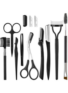 KingMas 9 in 1 Eyebrow Kit, Face Razors, Facial Trimmer Shaver, Eyelash Comb, Angled Brush, Grooming Scissors, Tweezers for Women  - Image 1