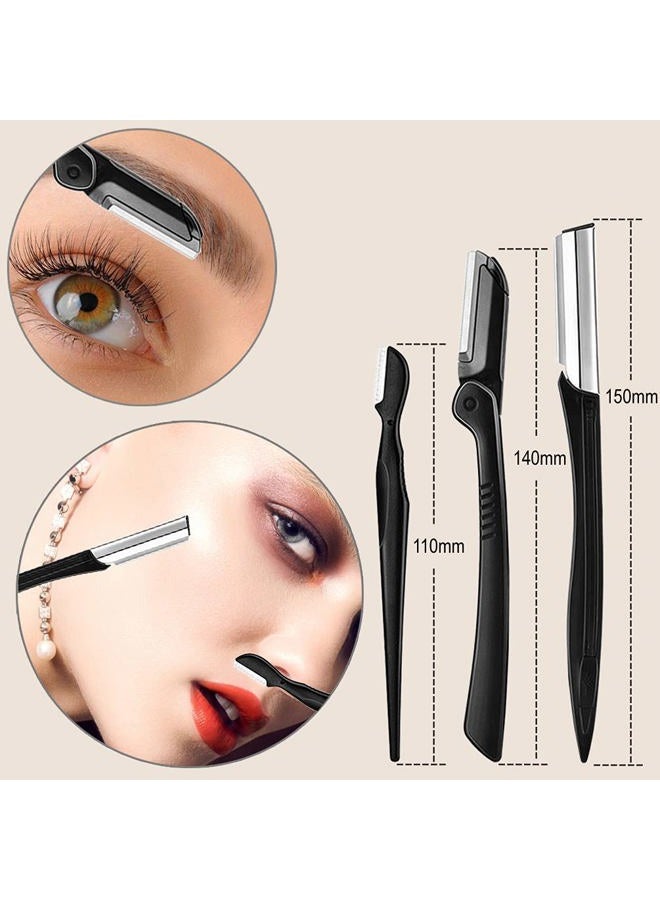 KingMas 9 in 1 Eyebrow Kit, Face Razors, Facial Trimmer Shaver, Eyelash Comb, Angled Brush, Grooming Scissors, Tweezers for Women - Image 4