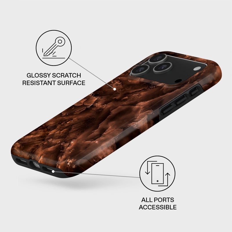 بورجا جراب فاخر لهاتف آيفون  برو ماكس بلون الكستناء المحمص، حماية هجينة بطبقة مزدوجة من البلاستيك الصلب والسيليكون، مقاوم للخدش والصدمات - Image 3