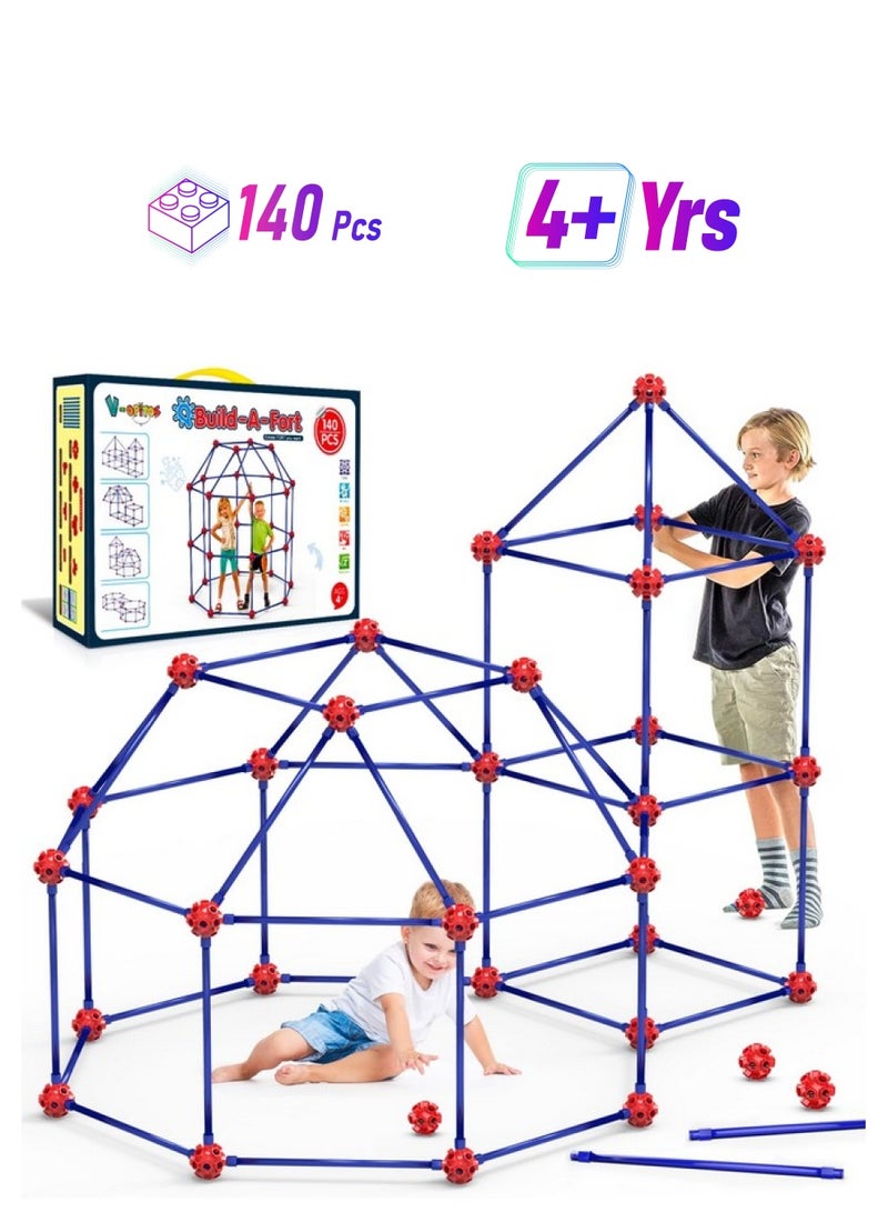 V-Opitos Fort Building Kits For Kids, 140 Pcs Stem Construction Toys, Christmas, Birthday Gifts For 4, 5, 6, 7, 8, 9, 10, 11, 12 Years Old Boys & Girls, Indoor & Outdoor Play Tent Activity  - Image 1