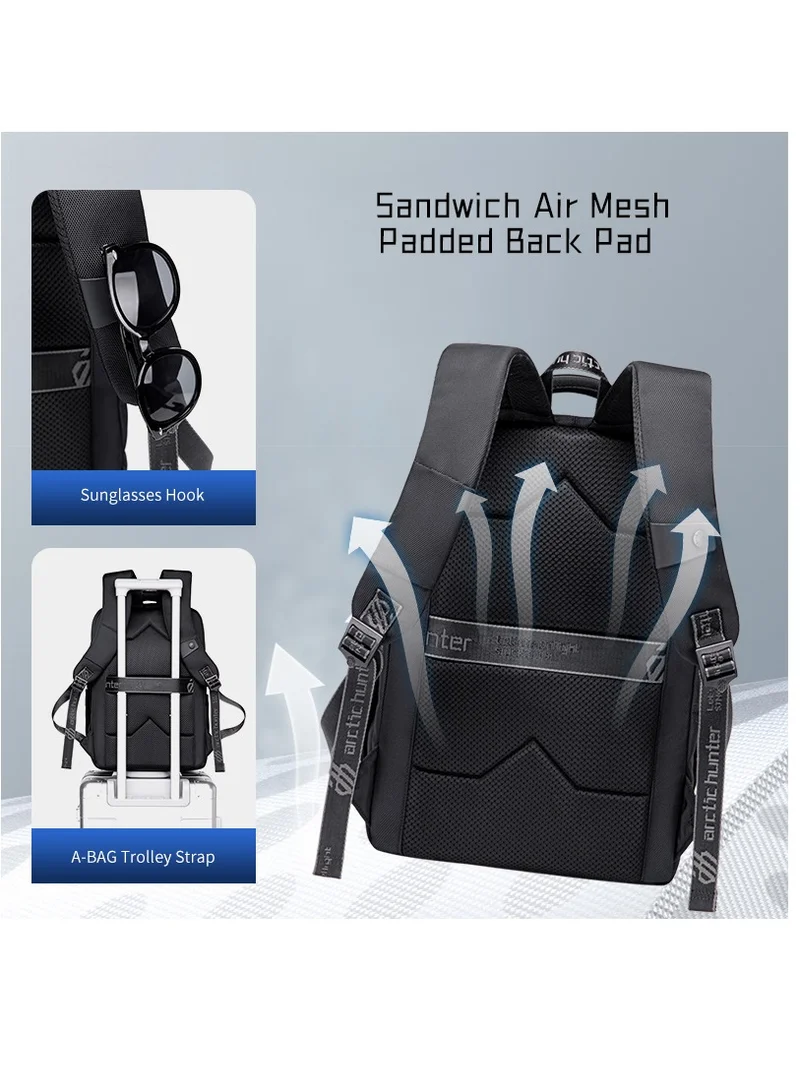 ARCTIC HUNTER Classic Business Travel Backpack School Shoulder Book Laptop Bag with Laptop Compartment for Men and Women B00498 Black