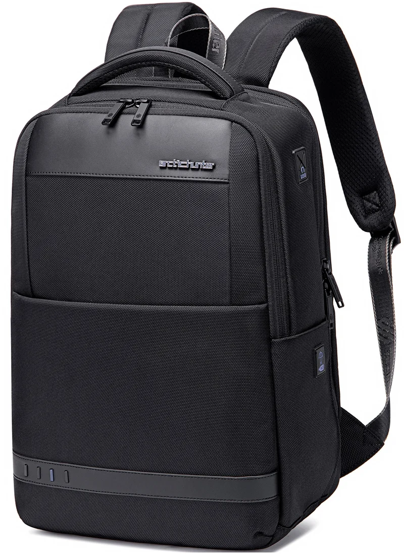 أركتيك هانتر Classic Business Travel Backpack School Shoulder Book Laptop Bag with Laptop Compartment for Men and Women B00498 Black