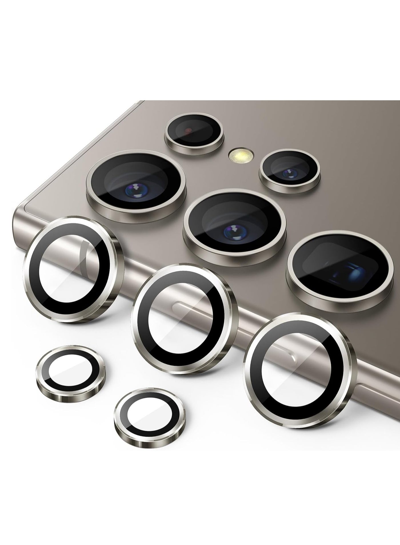 Camera Lens Protector for Samsung Galaxy S24 Ultra, Single Ring Cover 9H Hardness Tempered Glass, Easy Installation Tray, HD Clear, 1 Set (Grey)