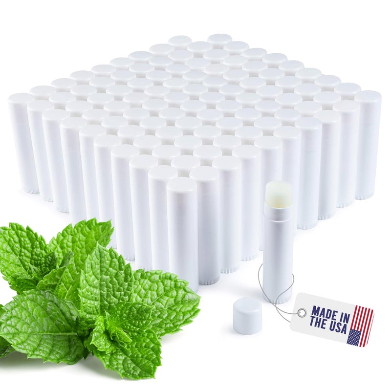 Bella Donna Lip Balm Bulk Unlabeled  Made in USA Bulk Chapstick  Natural Ingredients Vitamin E Shea Butter  Custom Chapstick Bulk For Party  Wedding Favors 100 Count Peppermint