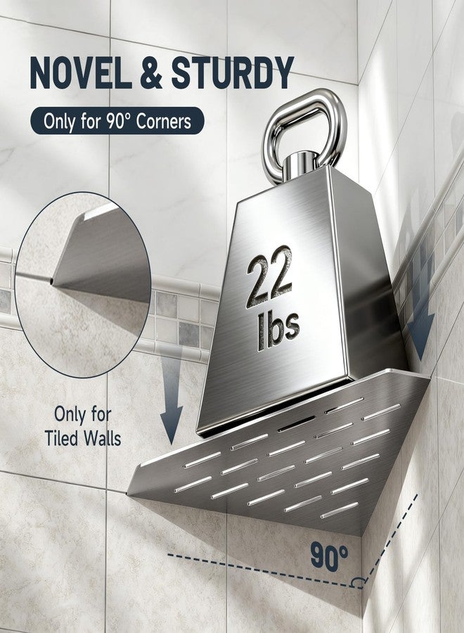 BWE Brushed Nickel Stainless Steel Triangular Corner Shelf Multi-Tier Kitchen Bathroom Wall Storage Rack Heavy-Duty No-Drill Organizer for Home - Image 3