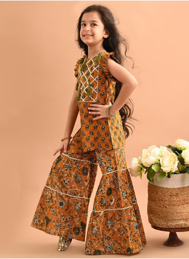 ليلك - طقم كورتا شارارا مطبوع - Image 1