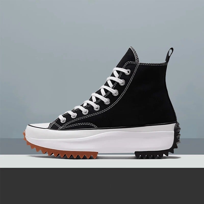 Converse Run Star Hike High-Top Canvas Sneakers - Black & White Platform Sole for Men & Women - Image 2