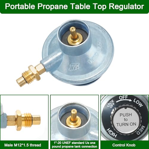 JEASOM Propane Control Valve Gas Grill Regulator with a 1"-20 Female Throwaway Cylinder Thread Inlet and an Orifice Outlet,for Portable Grill - Image 2