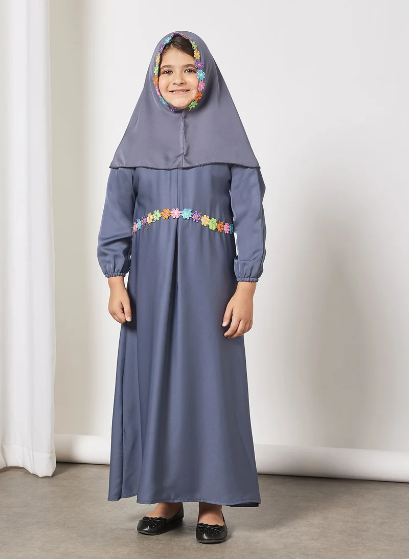 Hayat Kids Butterfly Abaya With Contrasting Embellishment