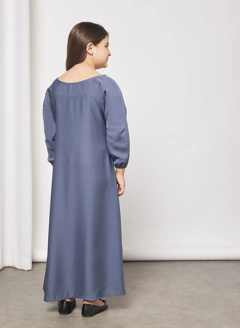 Hayat Kids Butterfly Abaya With Contrasting Embellishment