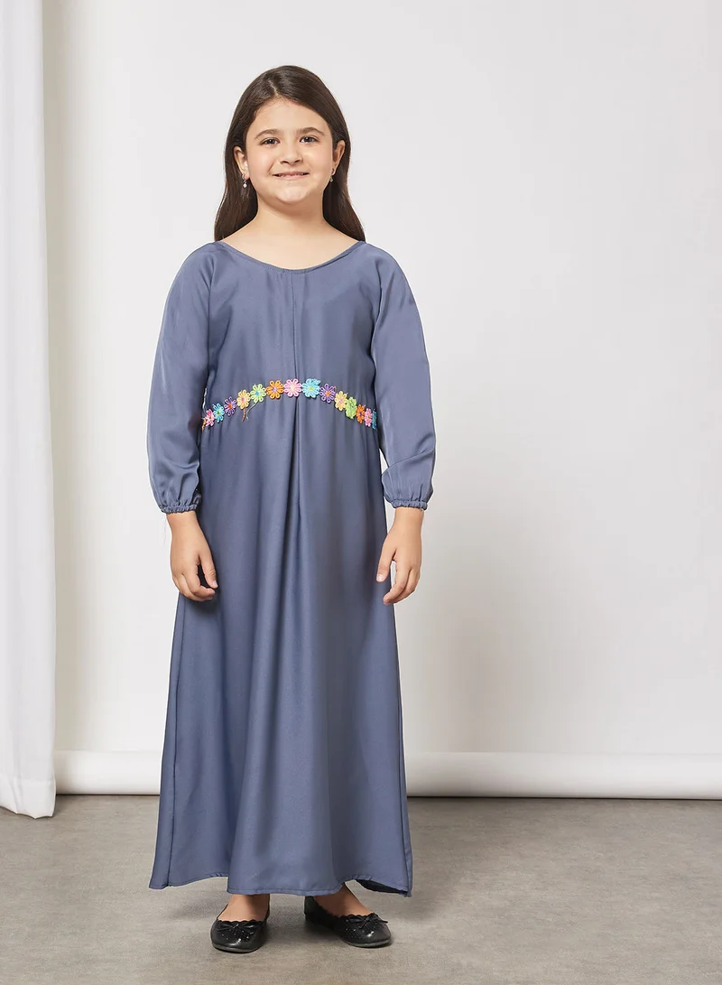 Hayat Kids Butterfly Abaya With Contrasting Embellishment