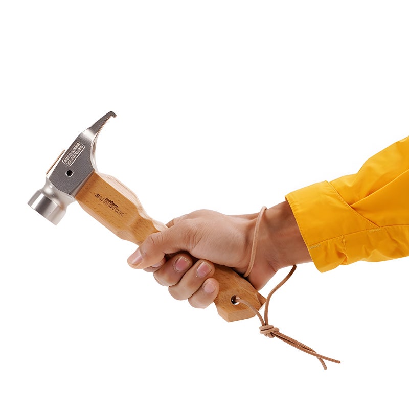 Portable Double-head Outdoor Hammer: 17oz Heavy-duty Steel, Beech Wood Non-slip Shock-absorbent Grip, Nail Starter Head, Curved Claw for Nail Pulling - With Hanging Cord for Home DIY, Camping, Kids, T - Image 3