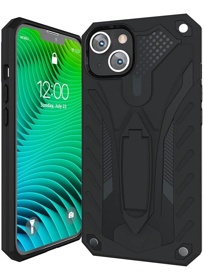 Bills iPhone 13 Premium Armor Case Built-In Kickstand - Military-Grade Shockproof Protective Cover with Reinforced Corners (Black)  - Image 1