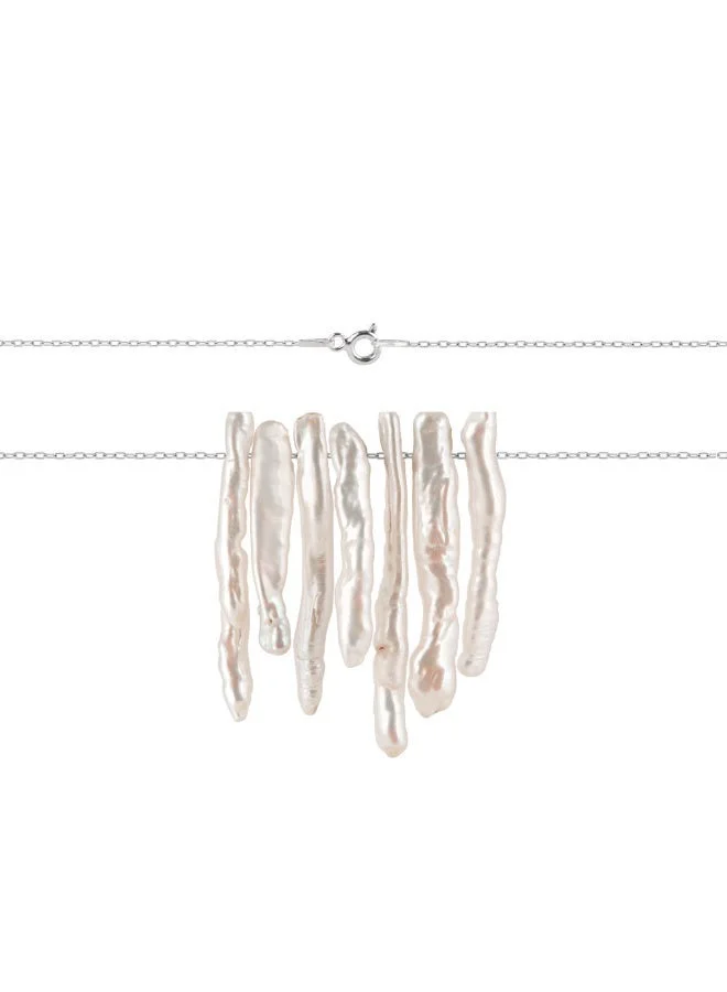 Minza  Minza ” Dolores ” Pure 925 Sterling Silver, Pearl stone, Handmade Necklace for Women, Pendant and Chain Necklace, 1.00 grams of Silver, Jewelry for Casual & Special Occasion for Women | Best Price UAE