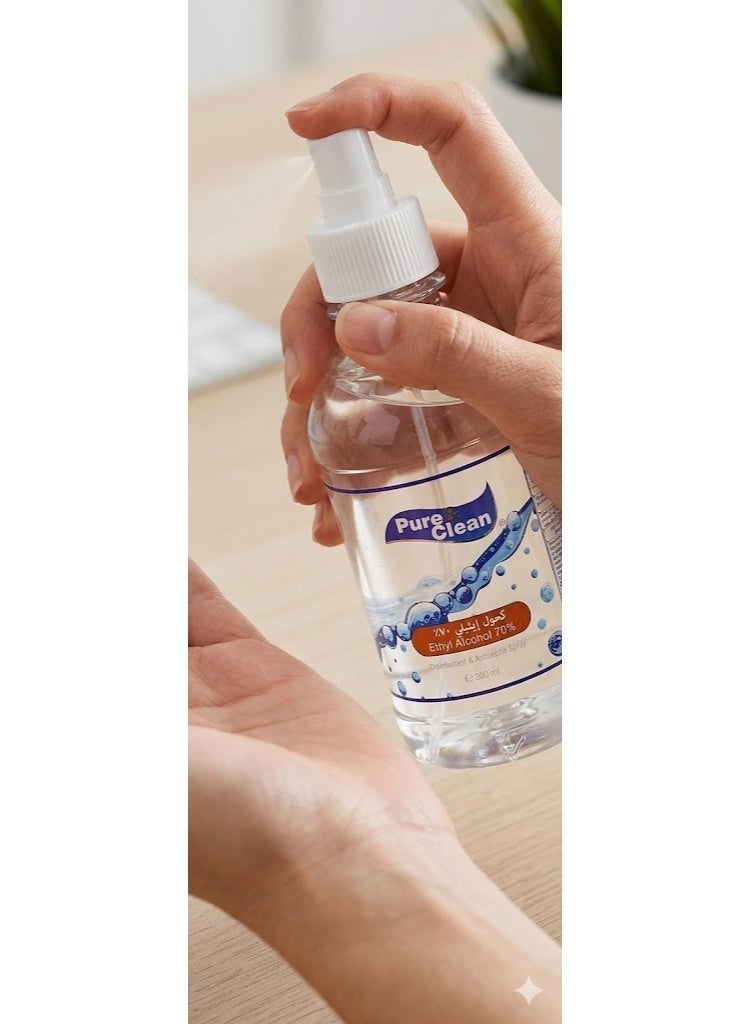 Pure & Clean Disinfectant Spray for Hands and Surfaces, 70% Ethyl or Isopropyl Alcohol, Quick-Drying Formula, 300 ml (2 Pieces) - Image 2