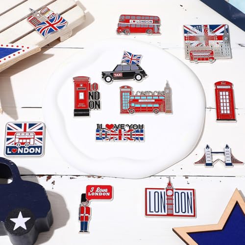 Konohan 12 Pcs London Magnets for Refrigerator Metal UK Fridge Magnet Magnetic London Souvenirs Gifts UK City Magnetic Refrigerator Stickers, Big Ben, Double-Decker Bus, Tower Bridge - Image 4