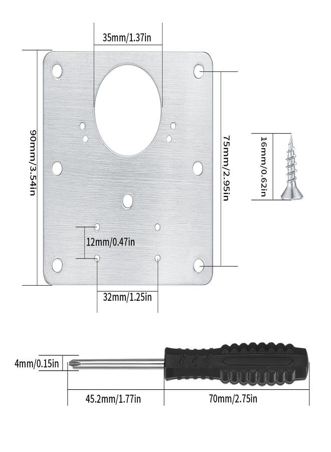 HexinYigjly 20 Pcs Cabinet Hinge Repair Plates Kits, Kitchen Cupboard Door Hinge Repair Plates, Stainless Steel Hinge Repair Fixing Bracket Plate Kit with Screws/Screwdriver for Kitchen Furniture Cabinet Door - Image 2
