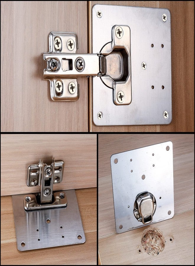 HexinYigjly 20 Pcs Cabinet Hinge Repair Plates Kits, Kitchen Cupboard Door Hinge Repair Plates, Stainless Steel Hinge Repair Fixing Bracket Plate Kit with Screws/Screwdriver for Kitchen Furniture Cabinet Door - Image 3