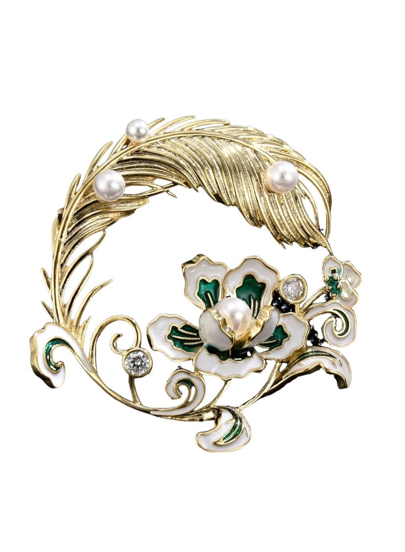 بروش زهرة الفاوانيا العتيقة للنساء، إكسسوارات أزياء تقليدية، أنيقة ورومانسية، هدية عيد ميلاد، هدية العيد - Image 4