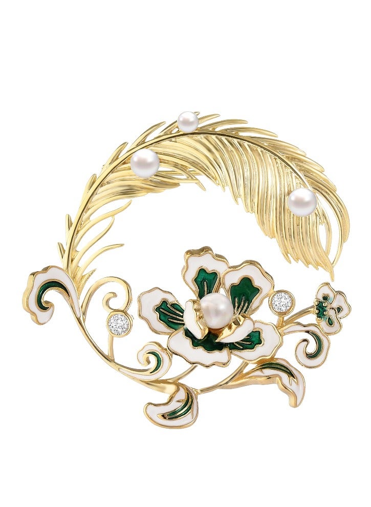 بروش زهرة الفاوانيا العتيقة للنساء، إكسسوارات أزياء تقليدية، أنيقة ورومانسية، هدية عيد ميلاد، هدية العيد - Image 1