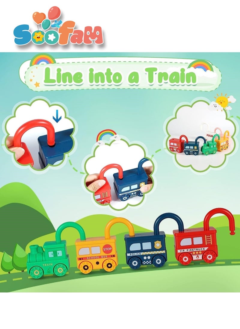 Soofam 6 Pcs Montessori Educational Learning Games Toy, Toddlers Activities Busy Boards Cars,  Toddler Lock and Key Toy Fine Motor Skills Toys for Baby 3 Months, Gifts for Kids Boys Girls  - Image 5