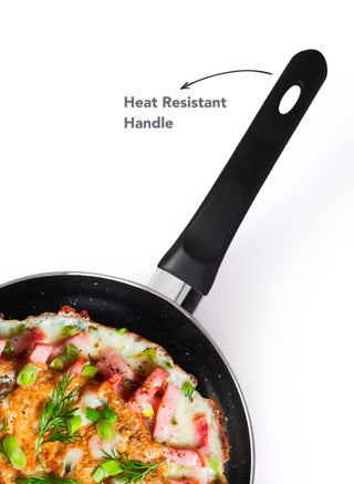 7 Piece Non-Stick Cookware Set Aluminum Pots And Pans Non-Stick Surface Bakelite Handle Stainless Steel Lids PFOA Free grey and black Granite 24+24+18 cm - view 3