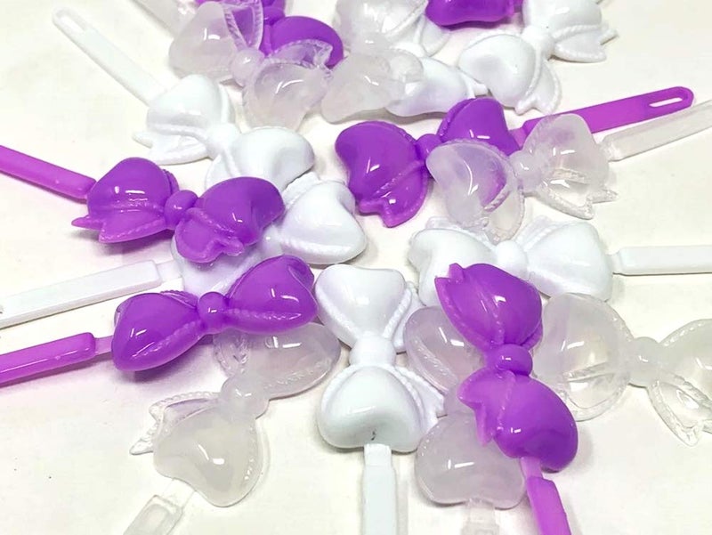 Tara Girls Self Hinge Bow Hair Barrettes - Purple & White - 18 Pcs. - Image 3