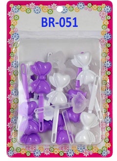 TARA Tara Girls Self Hinge Bow Hair Barrettes - Purple & White - 18 Pcs.  - Image 1