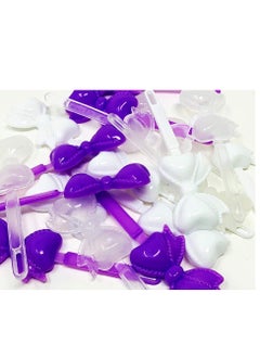 TARA Tara Girls Self Hinge Bow Hair Barrettes - Purple & White - 18 Pcs.  - Image 2