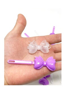 TARA Tara Girls Self Hinge Bow Hair Barrettes - Purple & White - 18 Pcs.  - Image 3